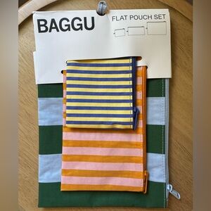 Baggu Flat Pouch Set of 3 Hotel Stripes NWT